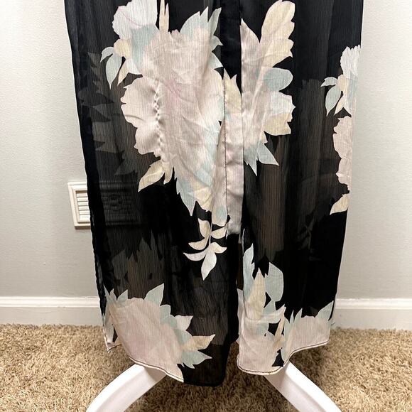 River Island Printed Sheer Maxi Dress Kaftan Size 10 Button Front - Picture 4 of 8